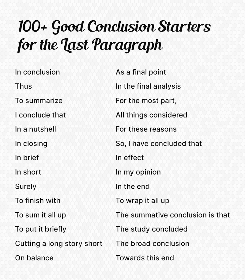 college essay conclusion sentence starters
